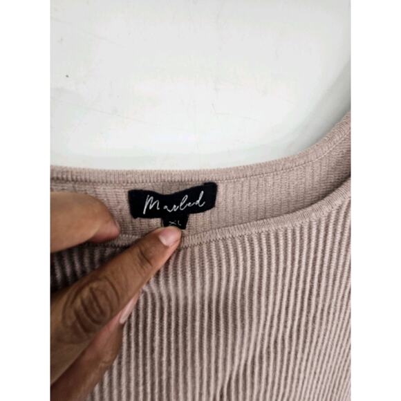 Marled Womens Ribbed Stretchy Fitted Tank Crop Top Cami XL Brown Casual Summer - Picture 6 of 6